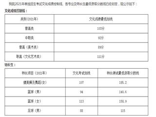 绵阳职业技术学院 2021年单招录取分数线